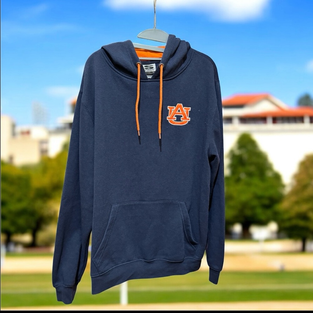 Auburn University Stadium Athletics Navy Hoodie with Orange Accents Large